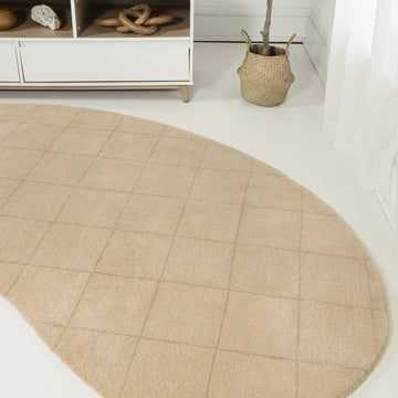 Bean Modern Plaid Grid Handwoven Wool Area Rug